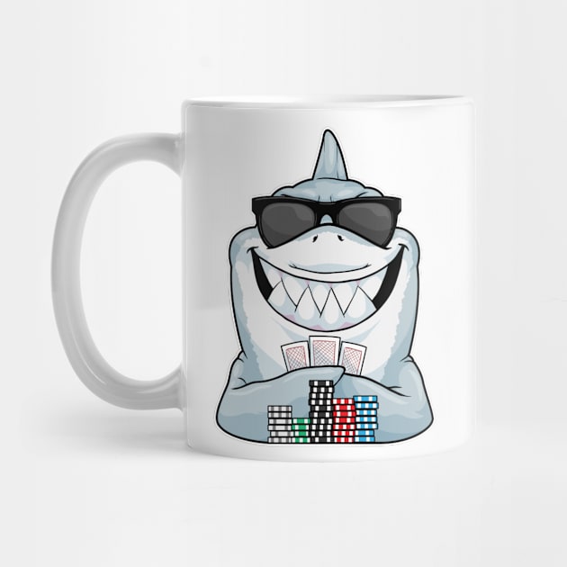 Shark at Poker with Chips Cards & Sunglasses by Markus Schnabel